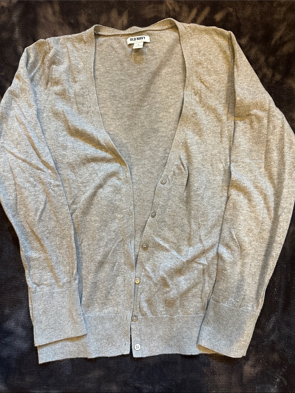 Old Navy Heather Gray V-Neck Button Cardigan